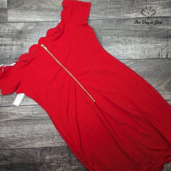 Premier Amour Off Shoulder Scallop Edge Mini Dress Size 14 - Picture 7 of 7